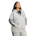 adidas Essentials 3-Stripes Full-Zip Fleece Hoodie (Plus Size)