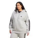 adidas Essentials 3-Stripes Full-Zip Fleece Hoodie (Plus Size)