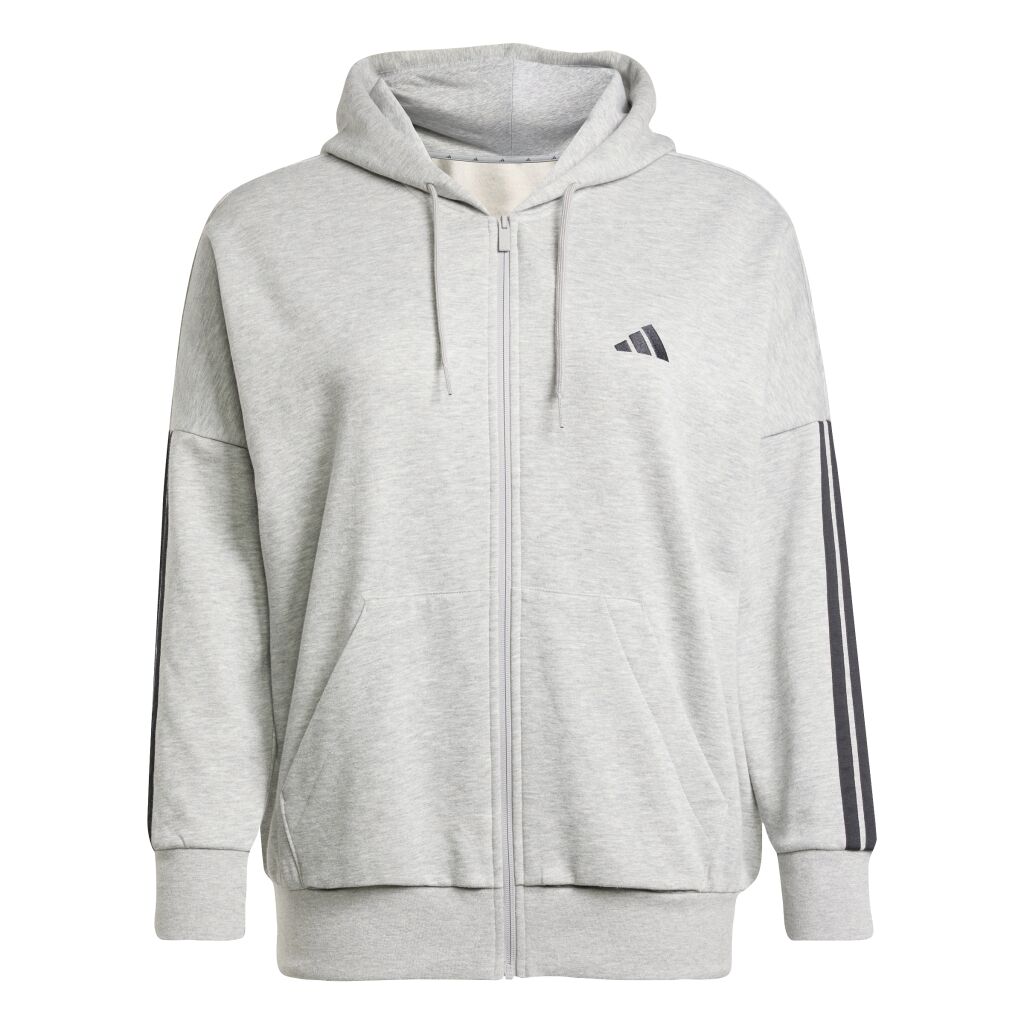 adidas Essentials 3-Stripes Full-Zip Fleece Hoodie (Plus Size)