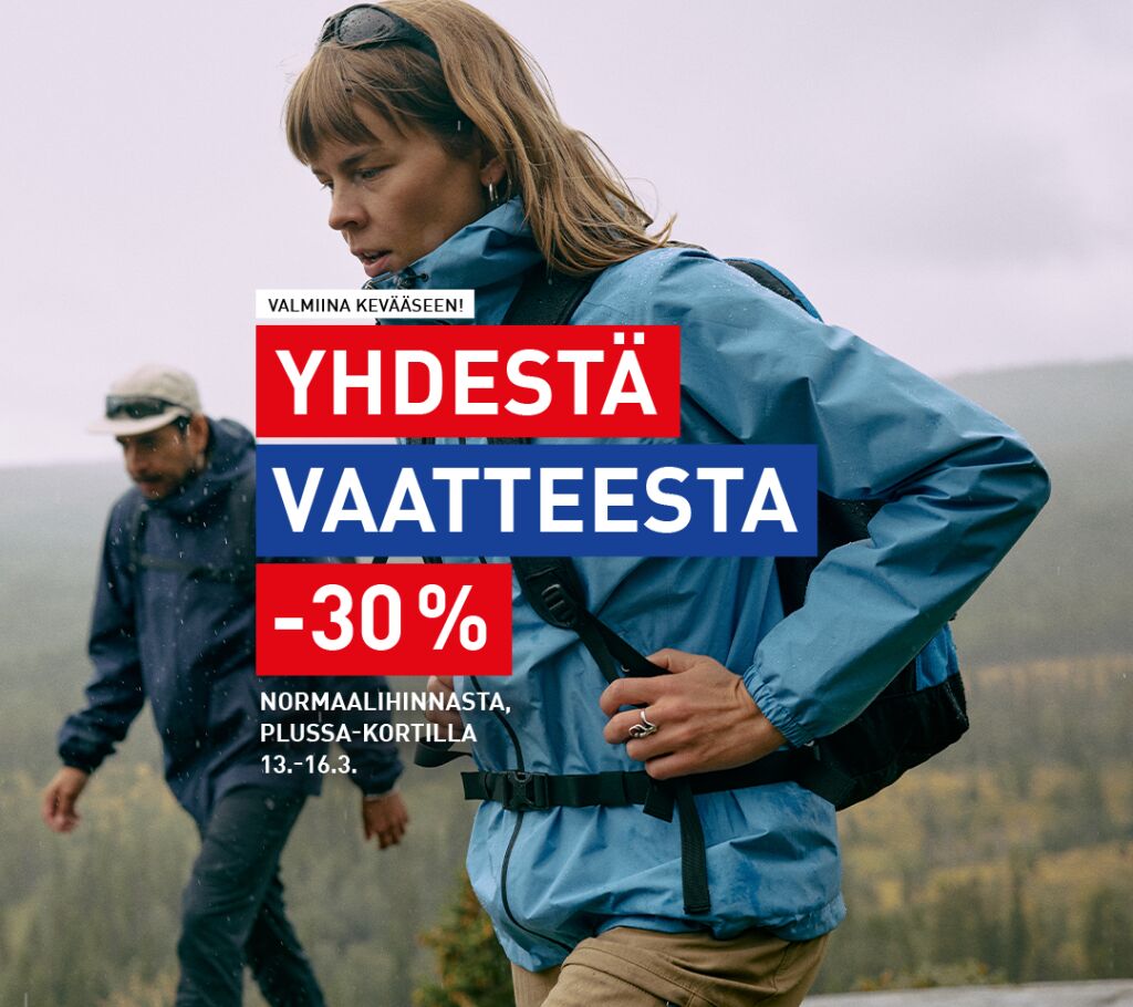 -30 % yhdestä vaatteesta Plussa-kortilla
