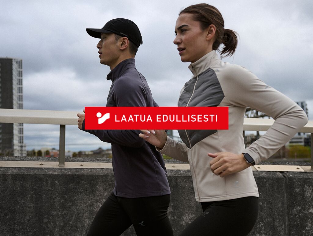 Mies ja nainen juoksee sillalla
